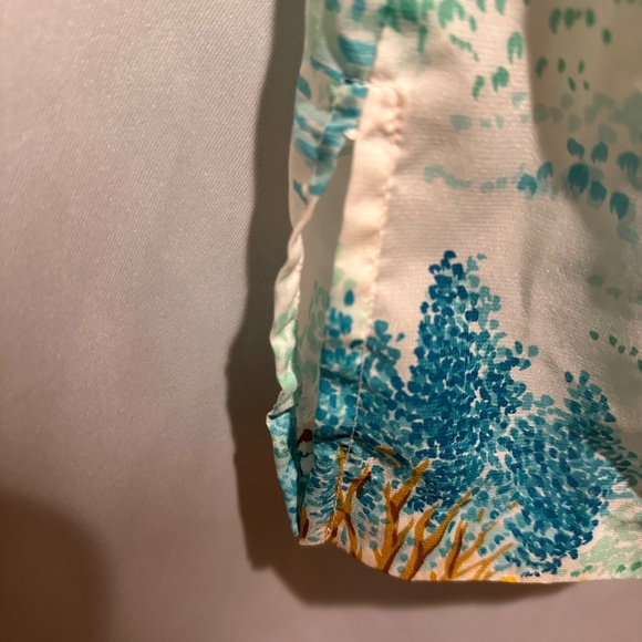 Vintage 70s Impressionist Print Womens Chiffon Long Sleeve Blouse Size Large - Picture 8 of 8